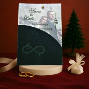 کارت عروسی جیر سبز طلق‌دار | E500 | چاپ کاج 🌲