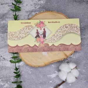 کارت عروسی کد AB954 با سه‌لت اقتصادی با نوار موجی