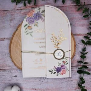 کارت عروسی کد P334 با پاکت هلالی با لایی شفاف