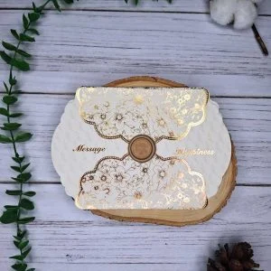 کارت عروسی کد AB1023 با کارت اقتصادی گل و مهر تزئینی