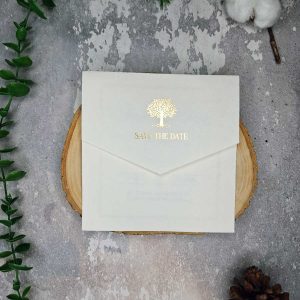 کارت عروسی کد AL514 با پاکت روشن با نشان درخت