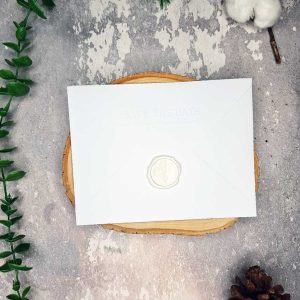 کارت عروسی کد AL536 با پاکت سفید با لایی گل‌آبی